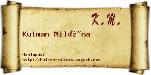 Kulman Miléna névjegykártya